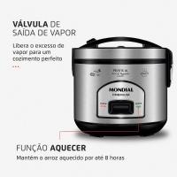Panela Elétrica de Arroz Mondial PE-43 6 Xícaras - Preta/Inox - 3