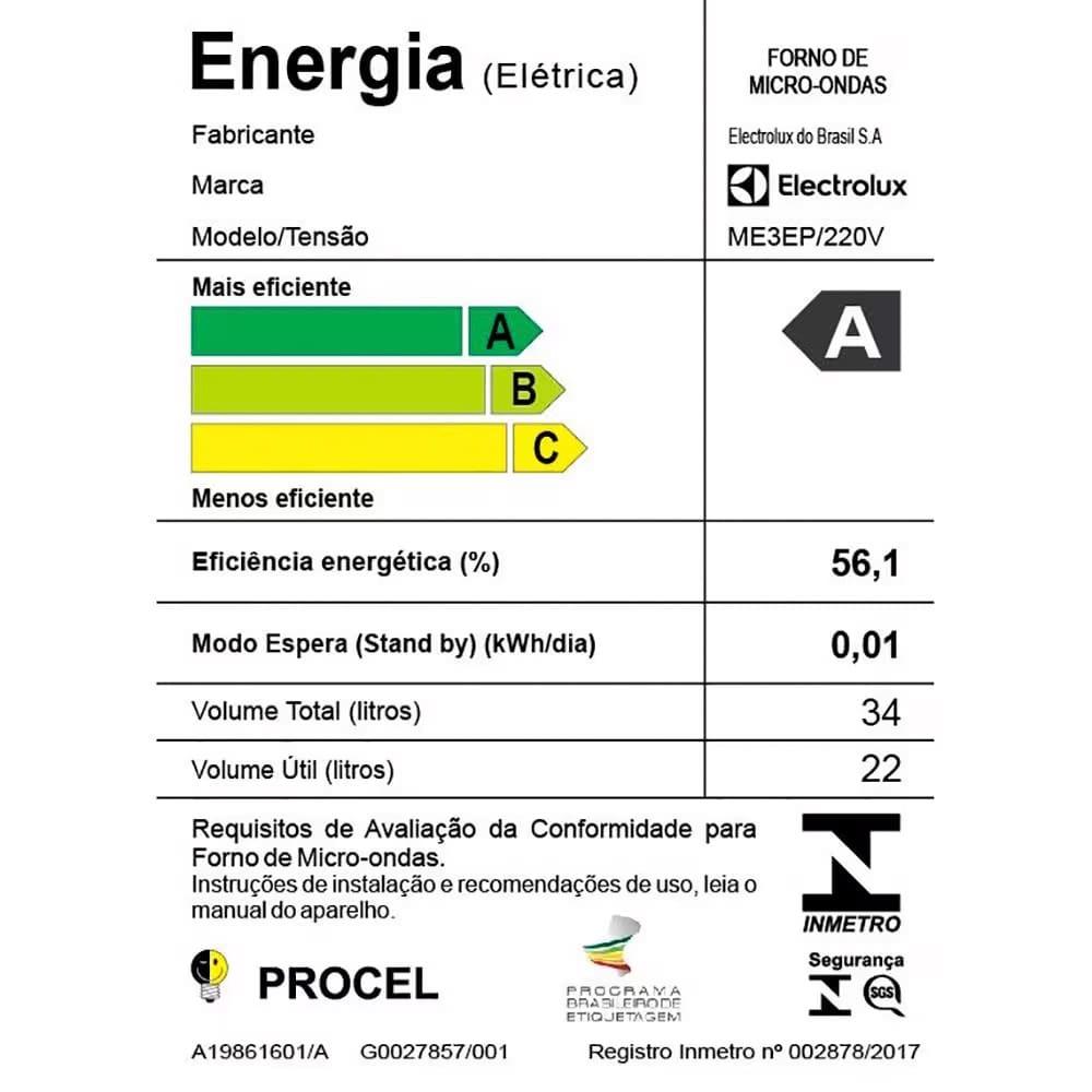 Micro-ondas Electrolux MEO44 34L Função Tira Odor Branco - 8