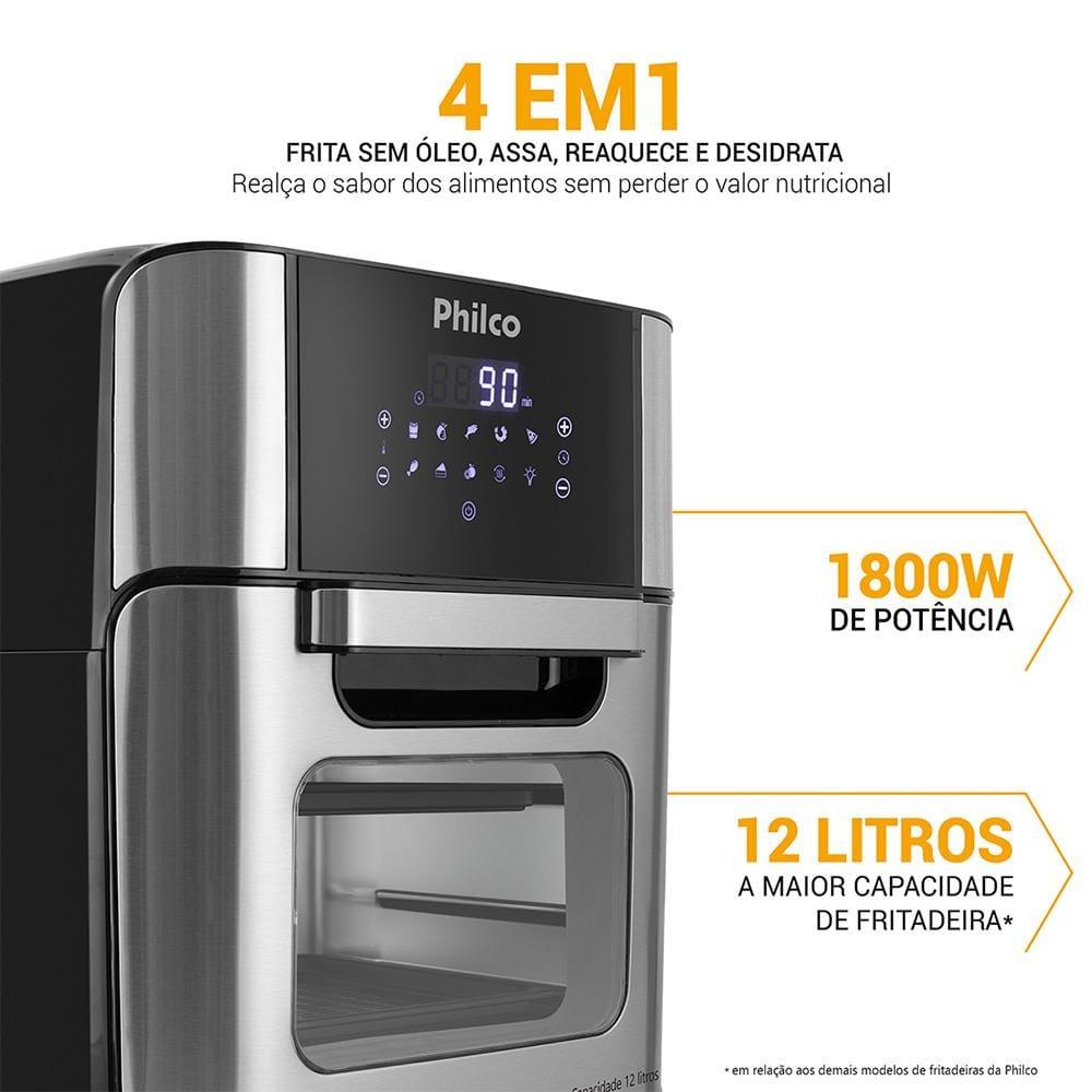 Fritadeira Elétrica Sem Óleo Air Fryer Oven Philco 12L PFR2200 Preta - 9