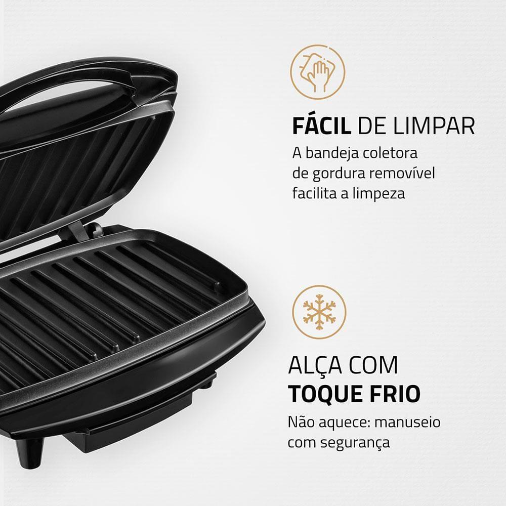Grill Mondial Premium Max Grill G-07 com Espátula e Bandeja Coletora - Preto/Inox - 4