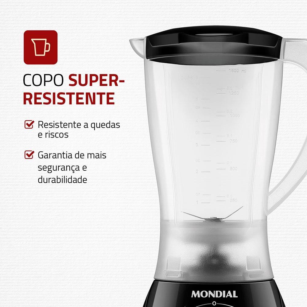 Liquidificador Mondial Power L-550 1,9L 550W 2 Velocidades Pulsar Preto - 3