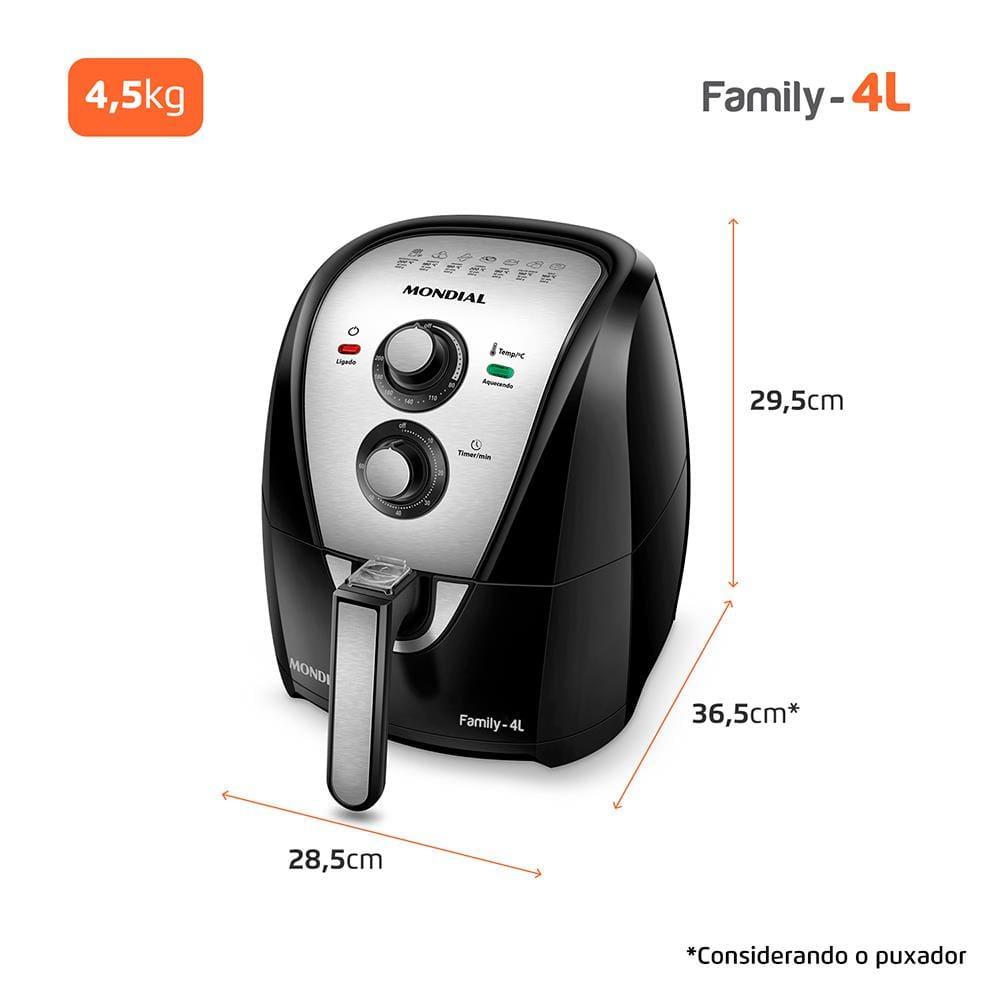 Fritadeira Elétrica Sem Óleo Air Fryer Mondial AFN40BI Family Inox 4L Preta/Inox - 10
