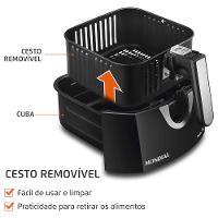 Fritadeira Elétrica Sem Óleo Air Fryer Mondial AFN40BI Family Inox 4L Preta/Inox
