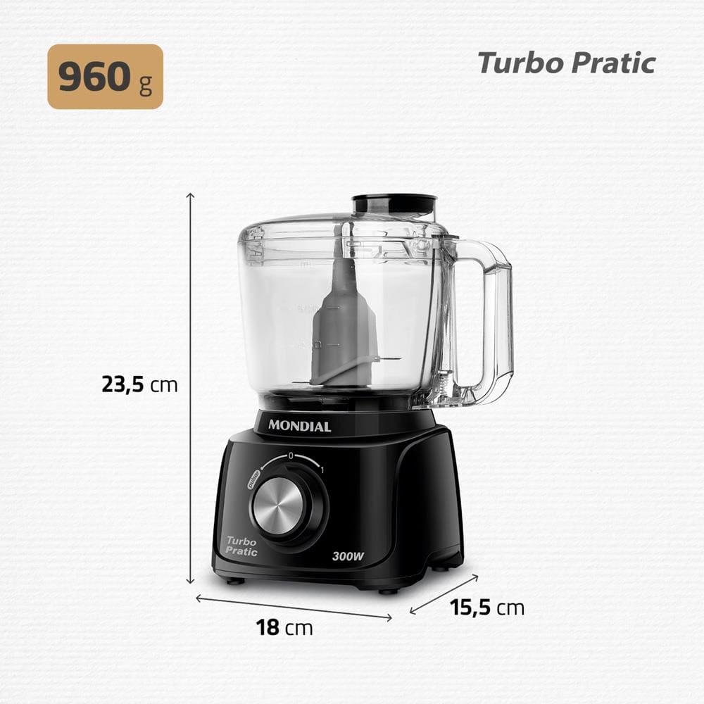 Mini Processador de Alimentos Mondial Turbo Pratic MP-16 300W - Preto - 7