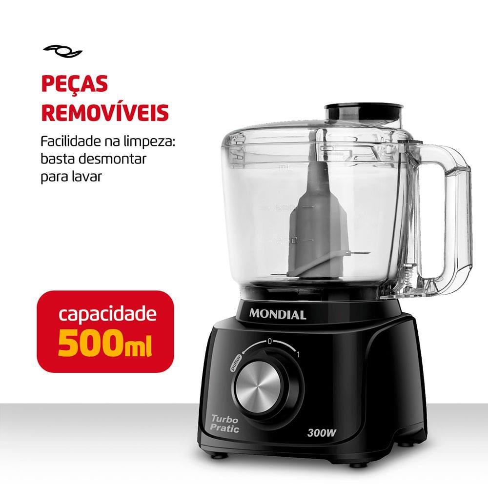 Mini Processador de Alimentos Mondial Turbo Pratic MP-16 300W - Preto - 4