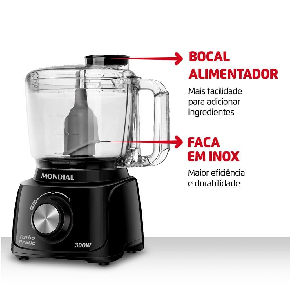 Mini Processador de Alimentos Mondial Turbo Pratic MP-16 300W - Preto - 6