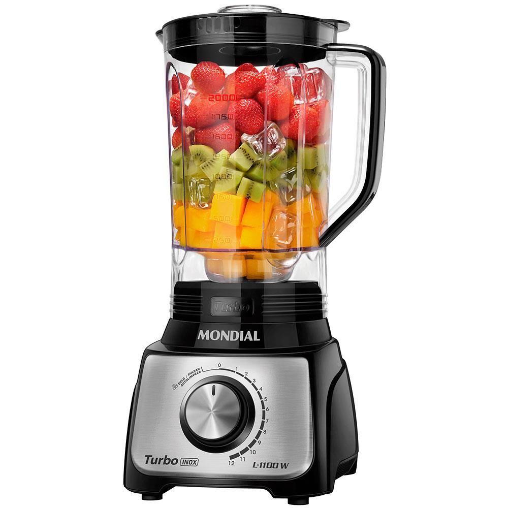 Liquidificador Mondial Turbo L-1100 3L 1100W 12 Velocidades Preto/Inox - 1