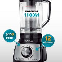Liquidificador Mondial Turbo L-1100 3L 1100W 12 Velocidades Preto/Inox - 2