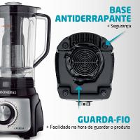 Liquidificador Mondial Turbo L-1100 3L 1100W 12 Velocidades Preto/Inox - 6