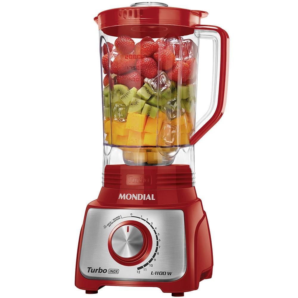 Liquidificador Mondial Turbo L-1100 3L 1100W 12 Velocidades Vermelho/Inox - 1