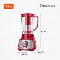 Liquidificador Mondial Turbo L-1100 3L 1100W 12 Velocidades Vermelho/Inox - 8