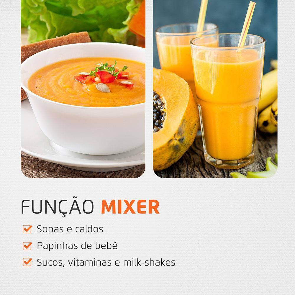 Power Mixer Mondial 2 em 1 Mixer e Processador M-07 - Preto/Inox - 7