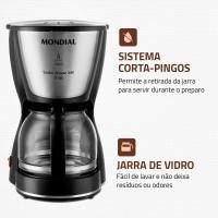 Cafeteira Elétrica Mondial Dolce Arome Inox C-30 18 Xícaras - Preta - 3