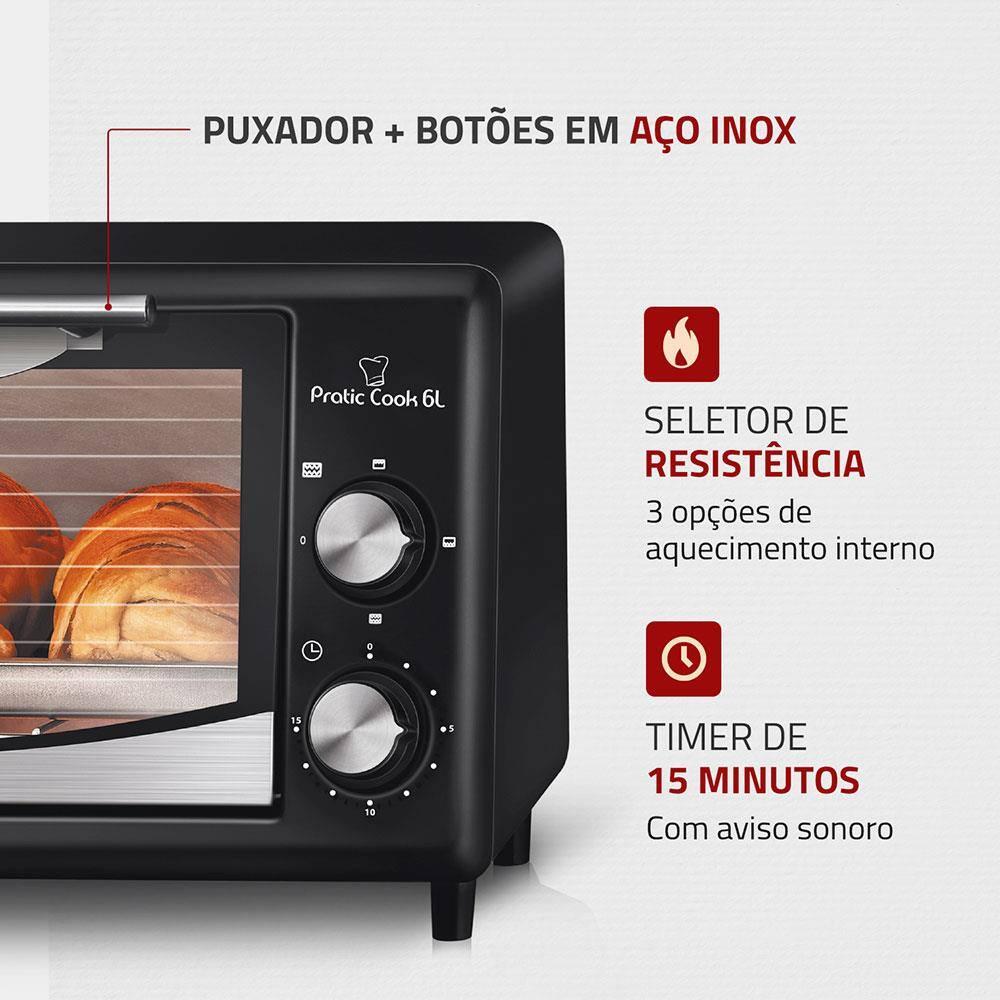 Forno Elétrico Mondial Pratic Cook FR-09 com 6 Litros – Preto - 5