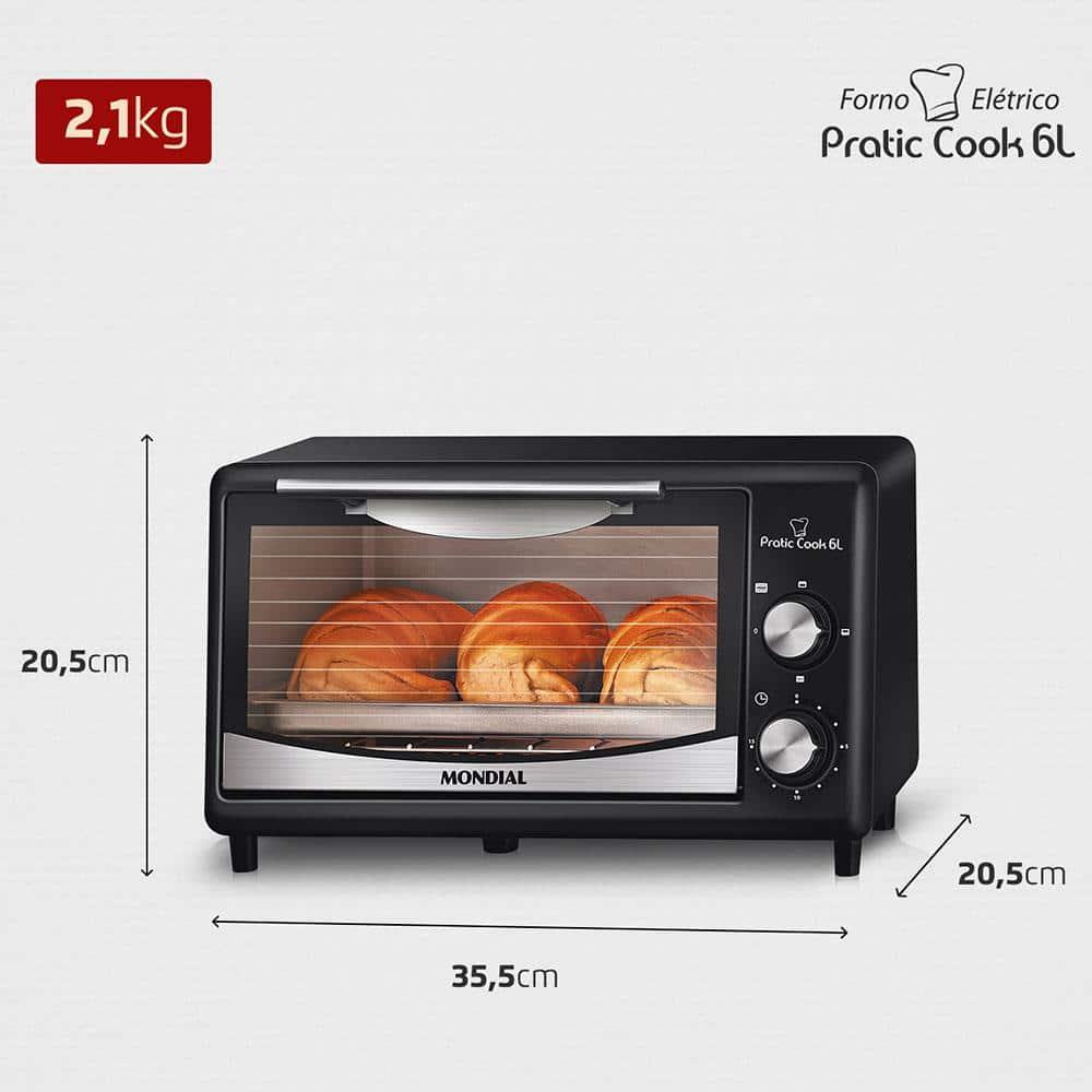 Forno Elétrico Mondial Pratic Cook FR-09 com 6 Litros – Preto - 7
