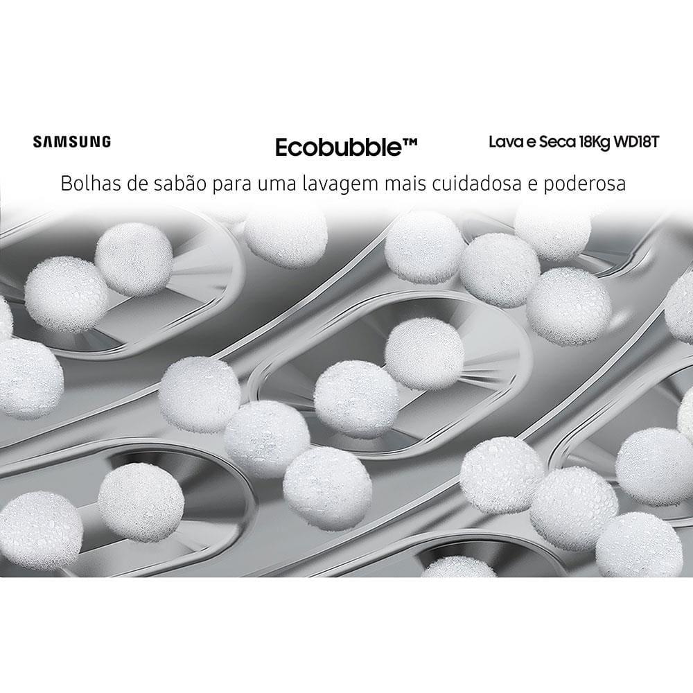 Lava e Seca Samsung Smart WD18T com AI Wash, Digital Inverter e Ecobubble Black Inox - 18/10 kg - 7