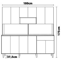 Cozinha Compacta Poliman Móveis Clara com 12 Portas e 1 Gaveta - 180cm de largura - 5