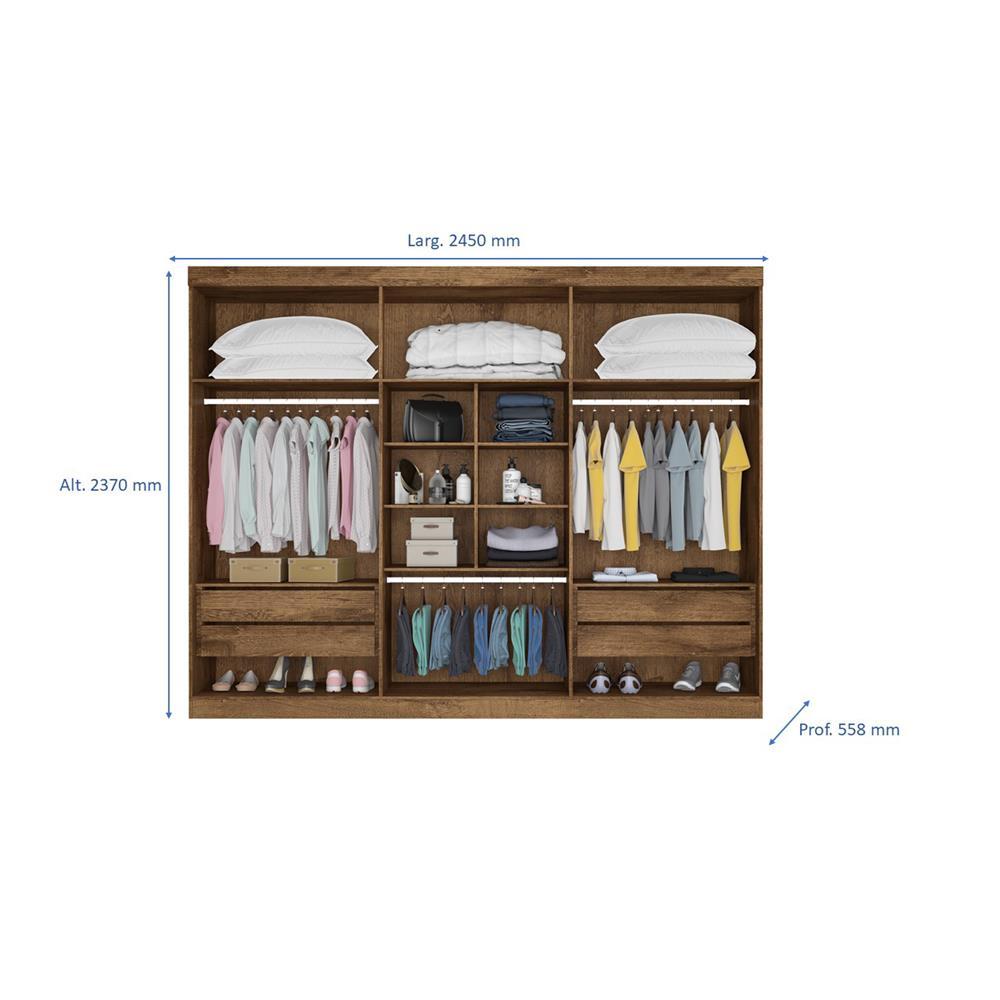 Guarda-Roupa Casal Mademarques Alba com Espelho, 6 Portas e 4 Gavetas - 6