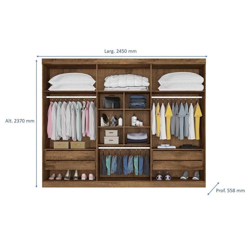 Guarda-Roupa Casal Mademarques Alba com Espelho, 6 Portas e 4 Gavetas - 4