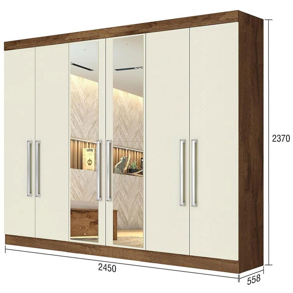 Guarda-Roupa Casal Mademarques Alba com Espelho, 6 Portas e 4 Gavetas - 8