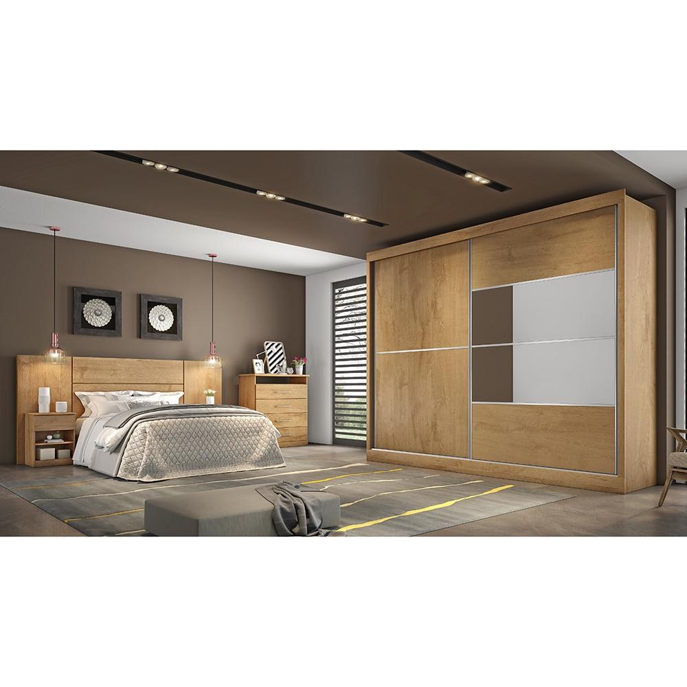 Guarda-Roupa Casal Móveis Europa Londres Flex com Espelho, 2 Portas de Correr e 4 Gavetas - 205cm de largura - 4