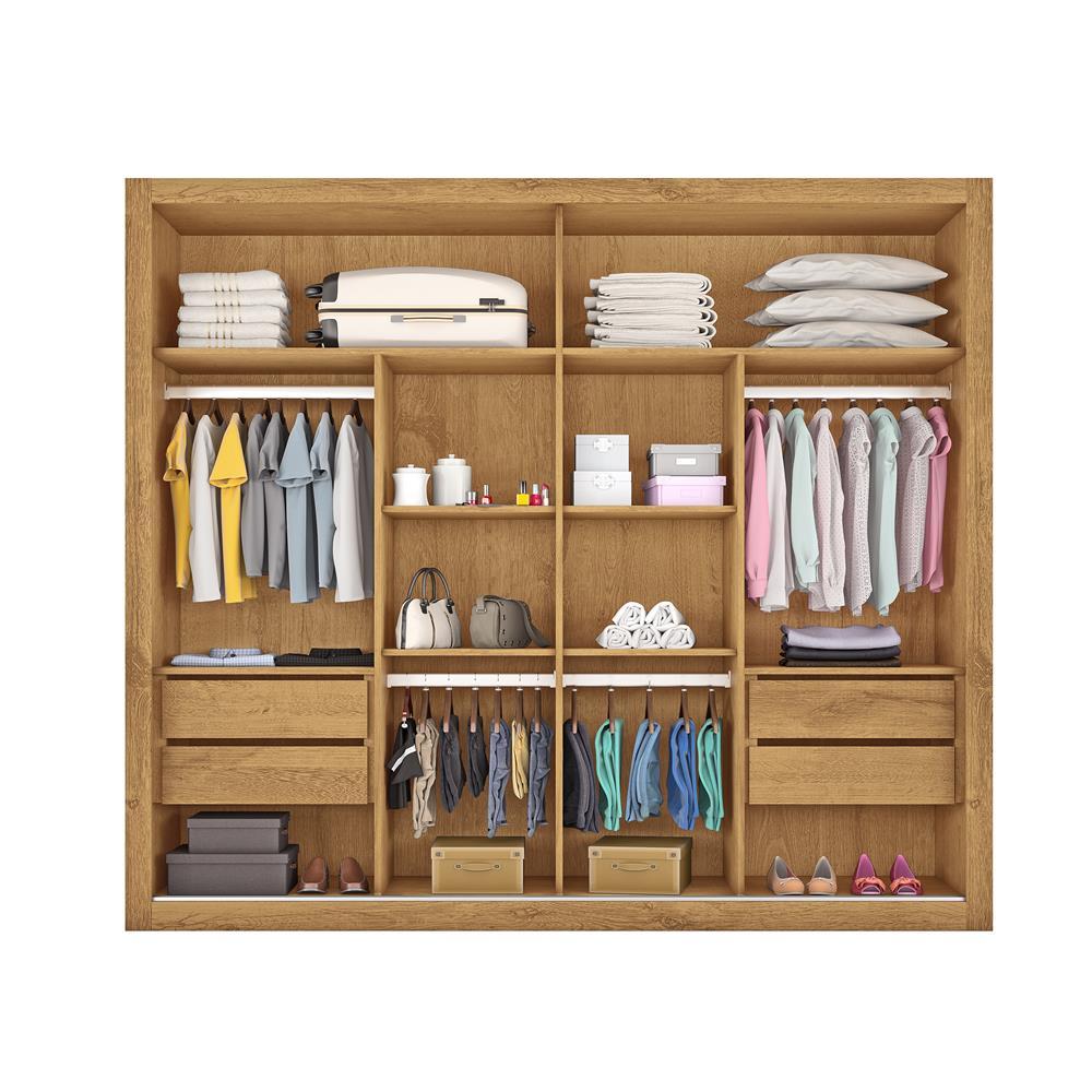 Guarda-Roupa Casal Móveis Europa Londres Flex com Espelho, 2 Portas de Correr e 4 Gavetas - 205cm de largura - 5