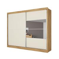Guarda-Roupa Casal Móveis Europa Londres Flex com Espelho, 2 Portas de Correr e 4 Gavetas - 205cm de largura - 1