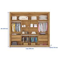 Guarda-Roupa Casal Móveis Europa Londres Flex com Espelho, 2 Portas de Correr e 4 Gavetas - 205cm de largura - 6