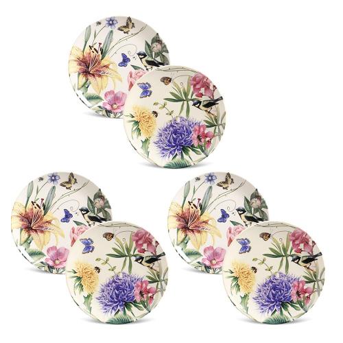 Conjunto de Pratos de Sobremesa Porto Brasil Coup Garden em Faiança Feldspática 20 cm - 6 Peças