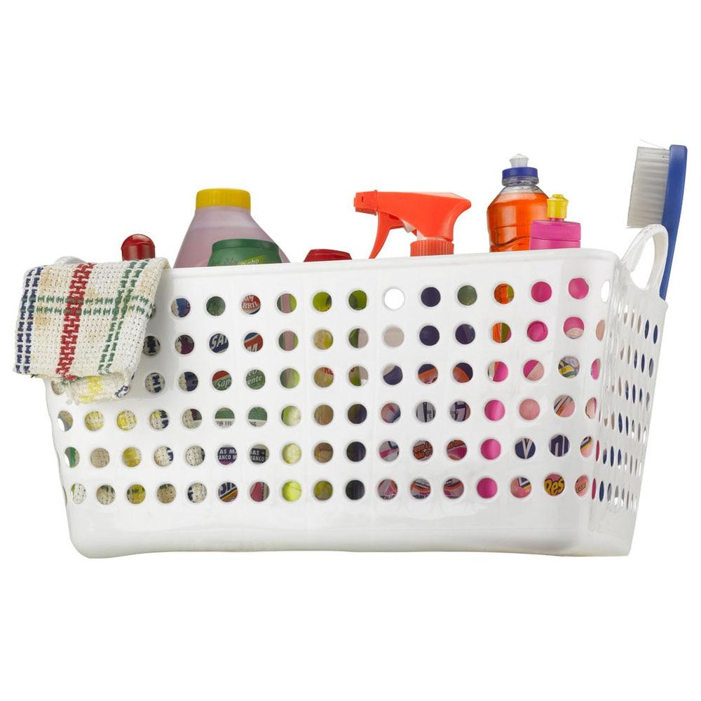 Cesto Retangular Arthi Organizador 1577 em Plástico - Branco - 4