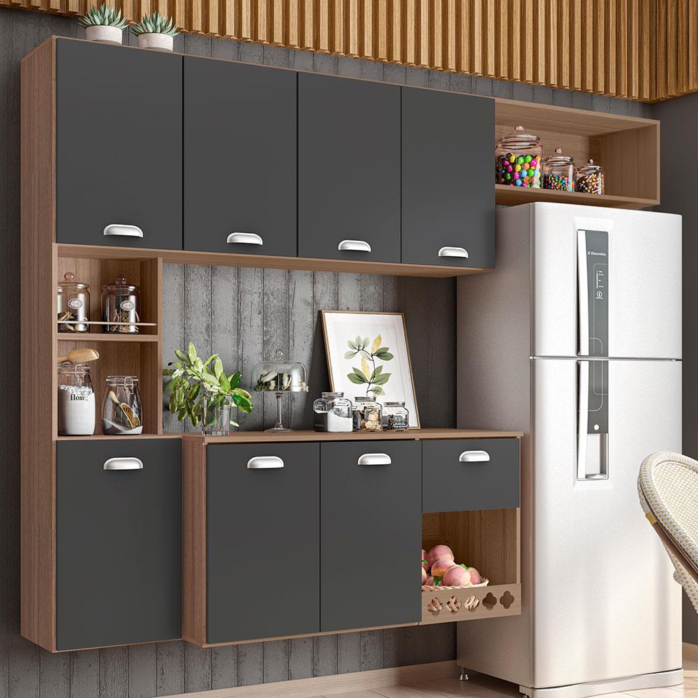 Cozinha Compacta Suspensa Poliman Mila com 7 Portas, 1 Prateleira e 1 Gaveta - 180cm de largura - 1