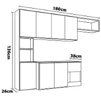 Cozinha Compacta Suspensa Poliman Mila com 7 Portas, 1 Prateleira e 1 Gaveta - 180cm de largura - 7