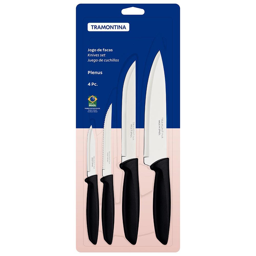 Conjunto de Facas 4 Peças Tramontina Plenus em Aço Inox e Polipropileno - 4