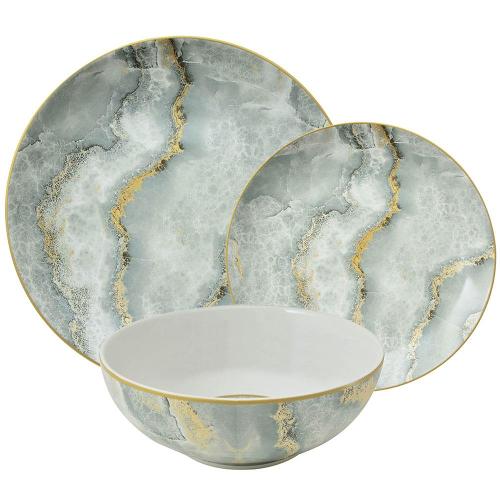 Aparelho de Jantar 18 Peças L Hermitage Nero em Cerâmica - Cinza