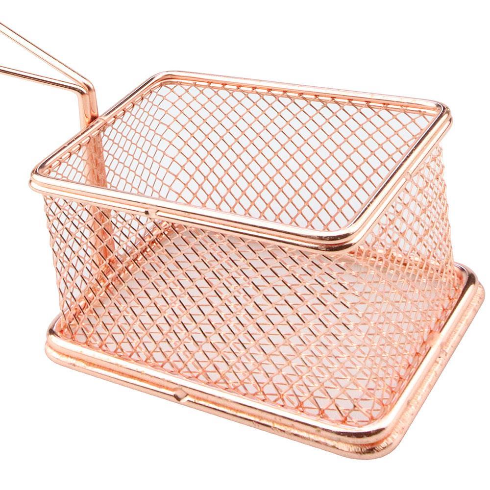 Mini Cesta Retangular para Alimentos Dynasty Fry em Aço Inox - Rosé - 4