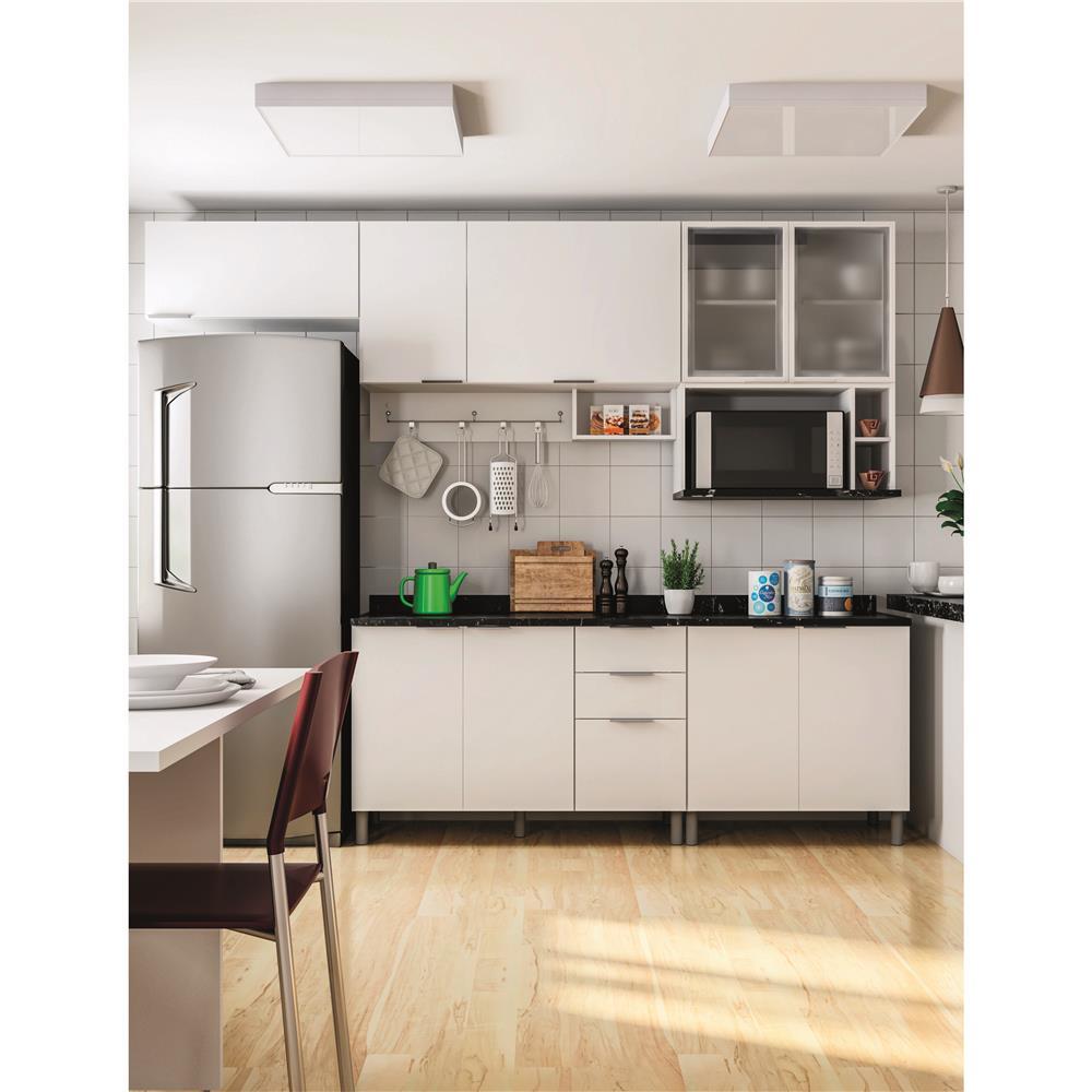 Cozinha Completa Bartira Rubi com 9 Portas, 3 Gavetas e 6 Prateleiras - 280cm de largura - 1