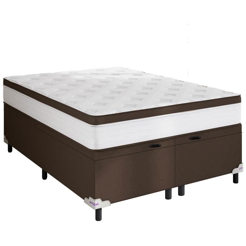 Cama Box Baú Queen Size Portobel Noah Ortopédico com Molas Ensacadas, EPS e Revestimento em Poliéster 70x158x198cm - Branco/Marrom - 3