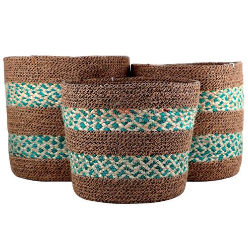 Conjunto de Cestas em Fibra Natural L`Hermitage Redondas – 3 Peças