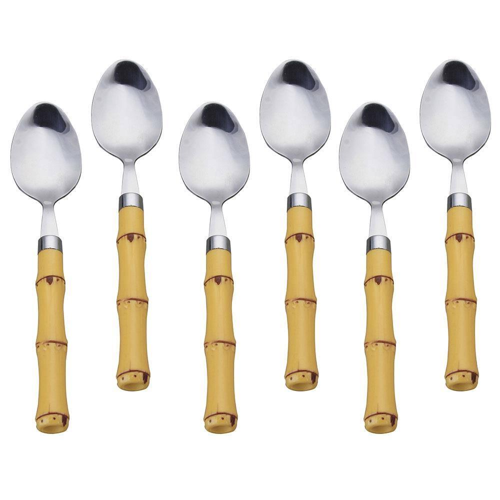 Faqueiro 24 Peças Wolff Bon Gourmet em Aço Inox com Cabo de Bambu - Prata/Amarelo - 4