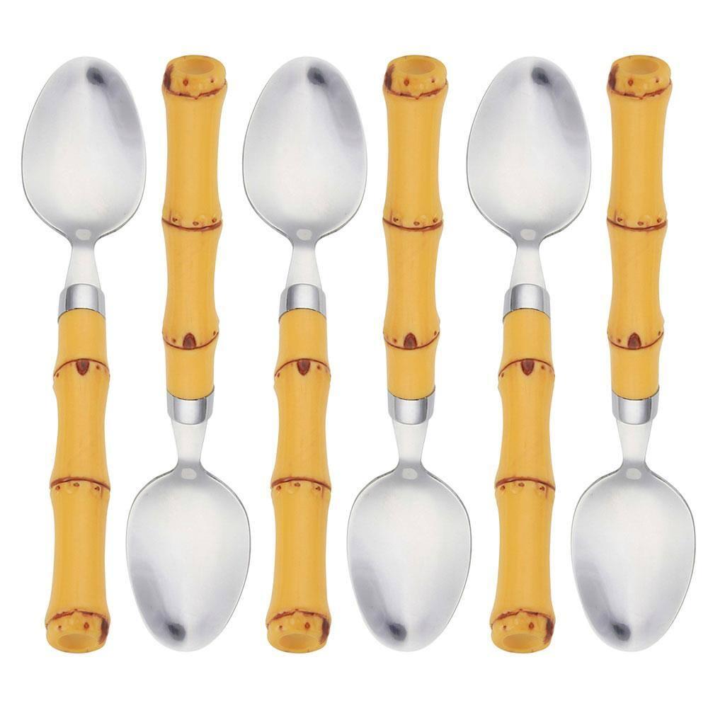 Faqueiro 24 Peças Wolff Bon Gourmet em Aço Inox com Cabo de Bambu - Prata/Amarelo - 5