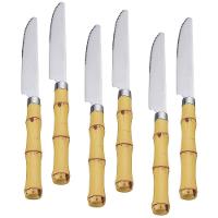 Faqueiro 24 Peças Wolff Bon Gourmet em Aço Inox com Cabo de Bambu - Prata/Amarelo - 5