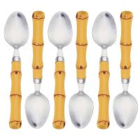 Faqueiro 24 Peças Wolff Bon Gourmet em Aço Inox com Cabo de Bambu - Prata/Amarelo - 9