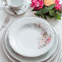 Aparelho de Jantar 20 Peças P.Schmidt Clássica Eterna em Porcelana com Xícara de Chá - Branco - 13