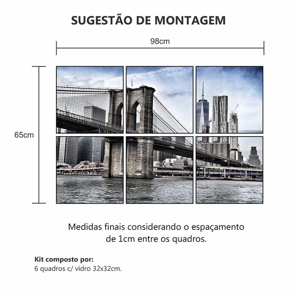 Conjunto Kapos com 6 Quadros de Vidro tema Cidades - Ladrilho Brooklin - 3