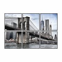 Conjunto Kapos com 6 Quadros de Vidro tema Cidades - Ladrilho Brooklin - 1