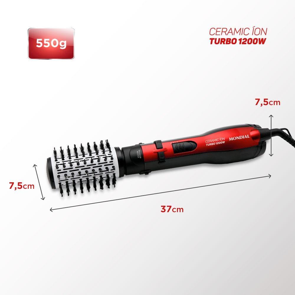 Escova Rotativa Mondial Ceramic Íon Turbo ER-09 - Vermelho - 8