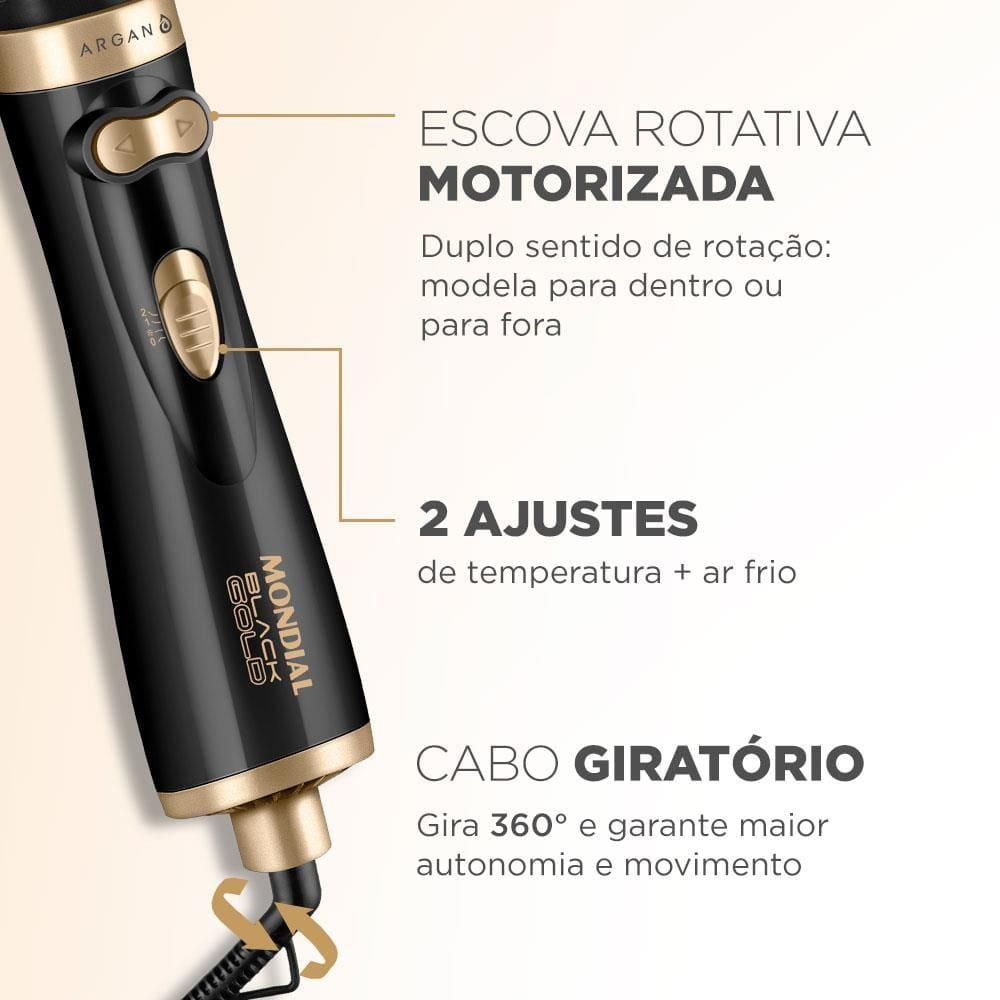Escova Rotativa Mondial Argan ER-11 1000W Black Gold - 3