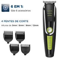 Aparador de Pelos Mondial Super Groom 6 em 1 BG-04 Sem Fio Preto/Verde - Bivolt - 2