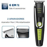Aparador de Pelos Mondial Super Groom 6 em 1 BG-04 Sem Fio Preto/Verde - Bivolt - 3