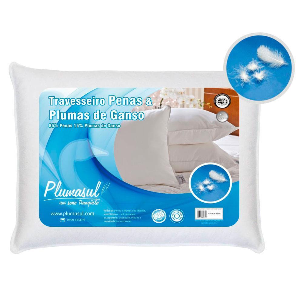 Travesseiro Plumasul Penas e Plumas de Ganso 233 fios 45 x 65 cm - Branco - 1